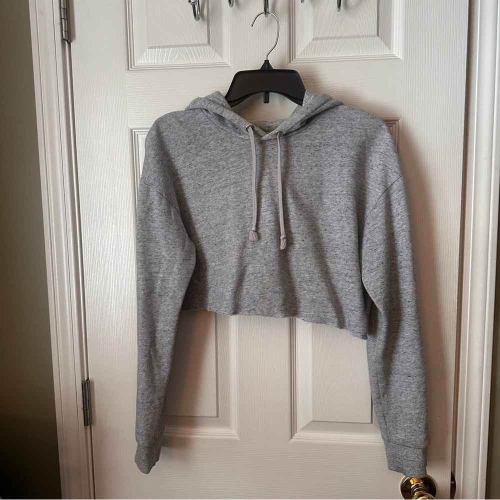 Divided by H&M Basic Gray Cropped Pullover Hoodie Women's S